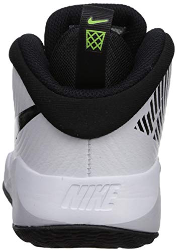 NIKE Team Hustle D 9 (GS), Basketball Shoe, White Black Volt, 35.5 EU