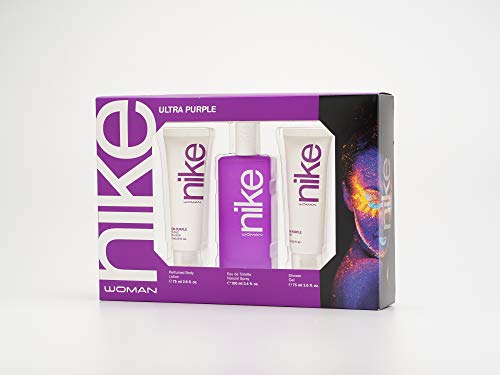 Nike - Ultra Purple Estuche de Regalo para Mujer, Eau de Toilette 100 ml, Gel de Baño 100 ml y Body Lotion 75 ml