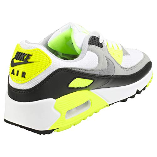 Nike W Air MAX 90, Zapatillas para Correr Mujer, Blanco/Partícula Gris/Voltio/Negro, 42 EU