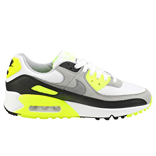 Nike W Air MAX 90, Zapatillas para Correr Mujer, Blanco/Partícula Gris/Voltio/Negro, 42 EU