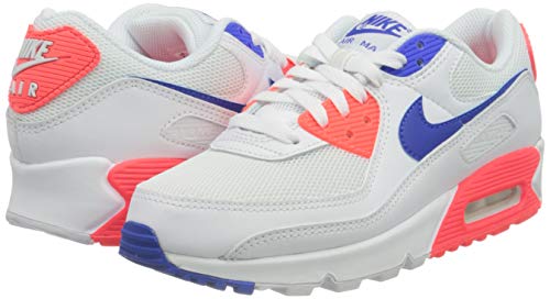 Nike W Air MAX 90, Zapatillas para Correr Mujer, White Racer Blue Flash Crimson, 37.5 EU