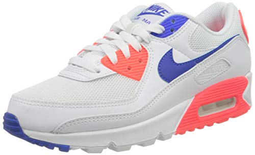 Nike W Air MAX 90, Zapatillas para Correr Mujer, White Racer Blue Flash Crimson, 39 EU