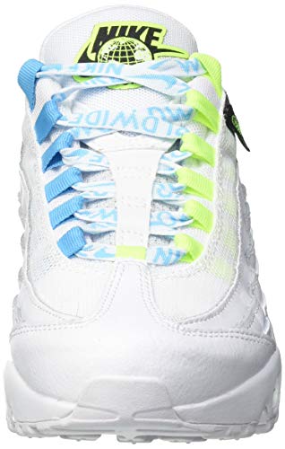 Nike W Air MAX 95 SE WW, Zapatillas para Correr Mujer, White White Volt Blue Fury Black, 38 EU