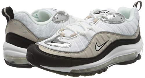 Nike W Air MAX 98, Zapatillas para Correr Mujer, White Metallic Silver Desert Sand Black, 43 EU