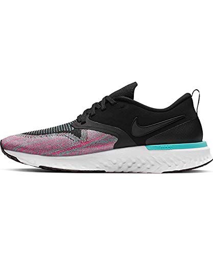 Nike W Odyssey React 2 Flyknit, Zapatillas de Atletismo para Mujer, Multicolor (Black/Black/Hyper Jade/Ember Glow 3), 40 EU
