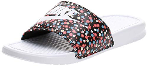 Nike Wmns Benassi JDI Print, Zapatillas de Running Mujer, Blanco, Negro, mágico, 40.5 EU