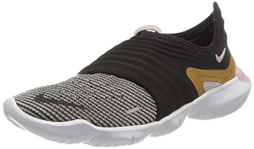 Nike Wmns Free RN Flyknit 3.0, Zapatillas para Correr Mujer, Black Mtlc Gold Plum Chalk, 36 EU