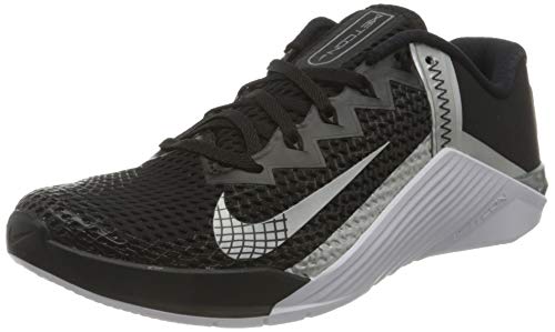 Nike Wmns Metcon 6, Zapatillas Deportivas Mujer, Black Mtlc Silver Mtlc Silver, 37.5 EU