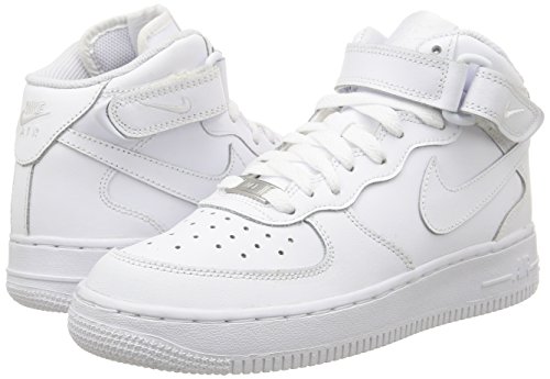 Nike - Zapatillas de baloncesto AIR FORCE 1 MID (GS) , Infantil , Blanco (WHITE), Blanco (WHITE), 40