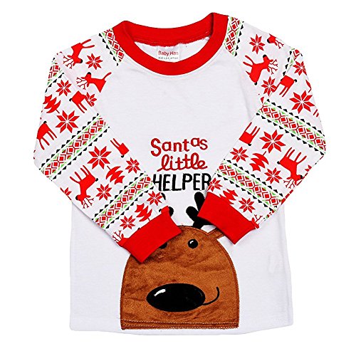 Niños Bebés y Niños, Stillshine - Xmas Kids Set de Pijamas de Navidad Santa Claus Ropa de Cama de Algodón de Dibujos Animados de Manga Larga (2Y-90cm,Alce Rojo)
