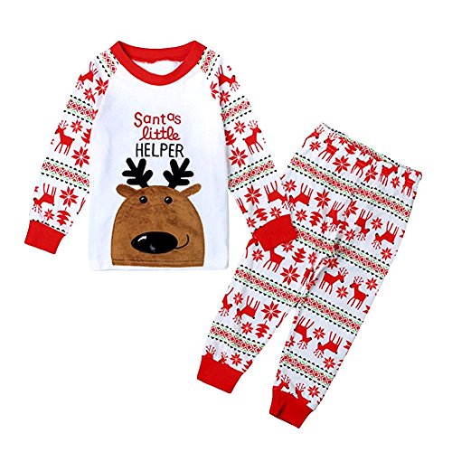 Niños Bebés y Niños, Stillshine - Xmas Kids Set de Pijamas de Navidad Santa Claus Ropa de Cama de Algodón de Dibujos Animados de Manga Larga (2Y-90cm,Alce Rojo)