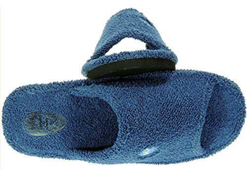 NLS 344 Zapatilla Descalza Destalonada Chancla para IR por Casa de Toalla Rizo Americano para Hombre Azul Talla 42