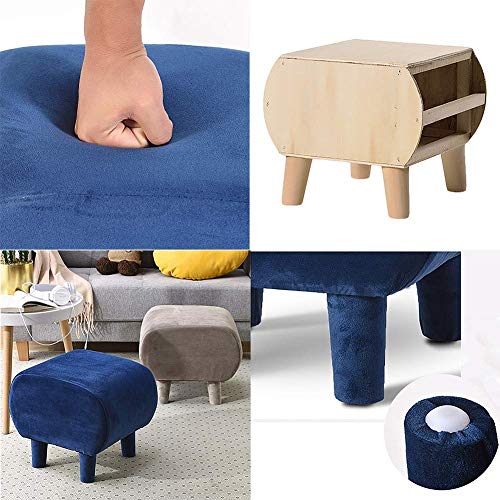 NMDCDH Taburete Asiento Reposapiés Otomano, Banco de Zapatos Taburete Puf Taburete Puf Banco de Madera Terciopelo tapizado Reposapiés Taburete-Rosa 40x33x33cm (16x13x13inch)