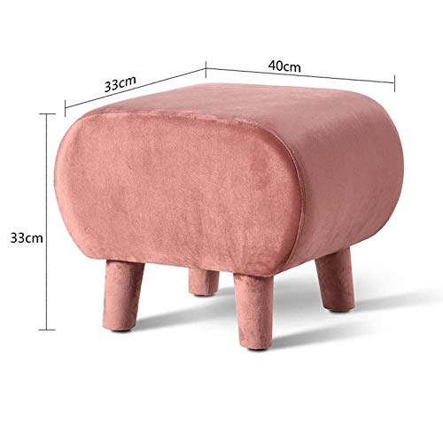 NMDCDH Taburete Asiento Reposapiés Otomano, Banco de Zapatos Taburete Puf Taburete Puf Banco de Madera Terciopelo tapizado Reposapiés Taburete-Rosa 40x33x33cm (16x13x13inch)