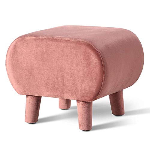 NMDCDH Taburete Asiento Reposapiés Otomano, Banco de Zapatos Taburete Puf Taburete Puf Banco de Madera Terciopelo tapizado Reposapiés Taburete-Rosa 40x33x33cm (16x13x13inch)