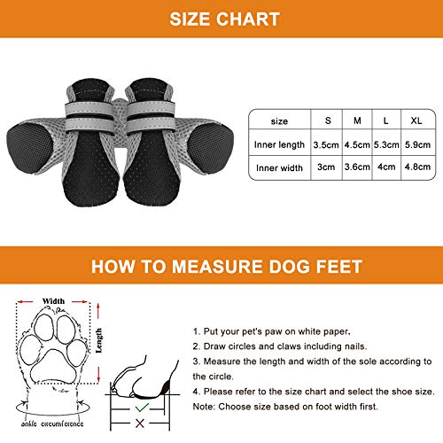 No-Branded EACHPT 4PCS Zapatos para Perros Antideslizantes Respirable Protectores Patas para Perro Botas Perros Impermeables con Correas Reflectantes Adhesiva para Cachorros pequeños y medianos