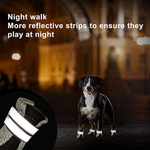 No-Branded EACHPT 4PCS Zapatos para Perros Antideslizantes Respirable Protectores Patas para Perro Botas Perros Impermeables con Correas Reflectantes Adhesiva para Cachorros pequeños y medianos