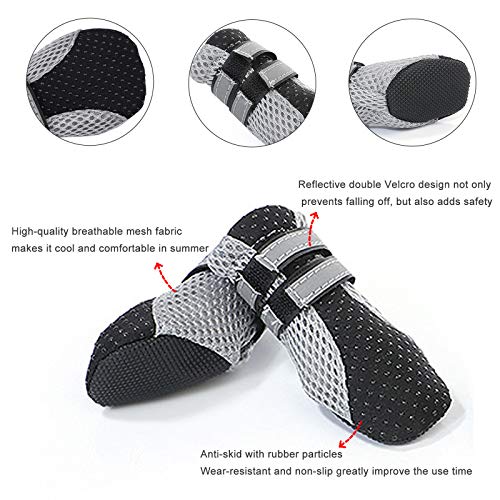 No-Branded EACHPT 4PCS Zapatos para Perros Antideslizantes Respirable Protectores Patas para Perro Botas Perros Impermeables con Correas Reflectantes Adhesiva para Cachorros pequeños y medianos
