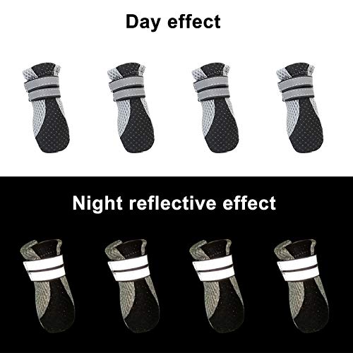 No-Branded EACHPT 4PCS Zapatos para Perros Antideslizantes Respirable Protectores Patas para Perro Botas Perros Impermeables con Correas Reflectantes Adhesiva para Cachorros pequeños y medianos