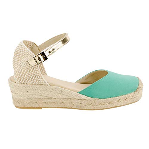 No es lo Mismo - Sandalias o Alpargatas De Yute con Cuña Mujer | Plataforma Esparto con Hebilla Punta Cerrada | 3 Cuerdas Colores Talla 35 Al 41 Clasica Calzado para Todo El Año