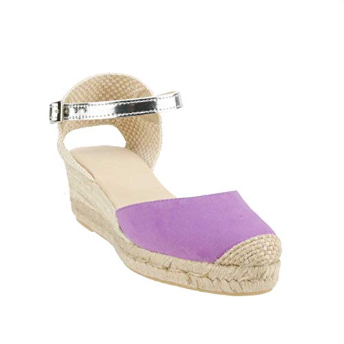 No es lo Mismo - Sandalias o Alpargatas De Yute con Cuña Mujer | Plataforma Esparto con Hebilla Punta Cerrada | 3 Cuerdas Colores Talla 35 Al 41 Clasica Calzado para Todo El Año