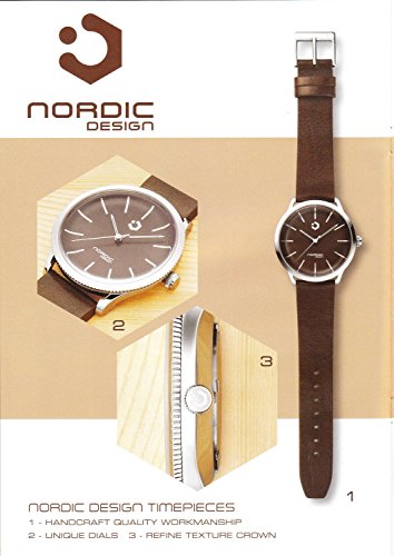Nordic Diseño Hamar V Pulsera: Piel Rojo marrón de 20 mm, Color: Oro Acero Inoxidable