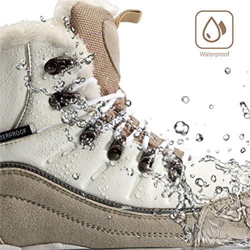 N/P Women's Waterproof Hiking Shoe Light Trekking Boots (White, EU38)