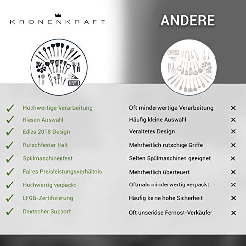 NUEVO – 42 piezas de Juego de coronas Fuerza, utensilios de cocina de acero inoxidable y nailon Cocinar Tools incluyendo Turners, Tongs, cuchara, vaso medidor, batidor, abrelatas, pelador, rasqueta