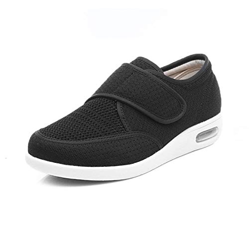 Nwarmsouth Zapato Sanitario elástico cómodo,Zapatos para diabéticos para Ancianos, Zapatos hinchables para pies Transpirables y Ajustables-Granate_41,Zapatillas de Velcro para Mayores