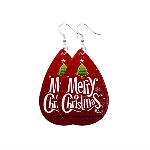 Nye 13 Pares de Pendientes navideños, Pendientes Ligeros con Forma de lágrima, Cuero Artificial, árbol de Navidad/Sombrero/Alce/Zapatos, Regalos para niñas/niñas, Color