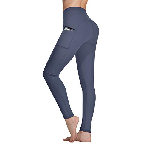 Occffy Cintura Alta Pantalón Deportivo de Mujer Leggings para Running Training Fitness Estiramiento Yoga y Pilates DS166 (Gris profundo, L)