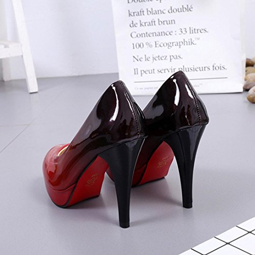 ¡Oferta de liquidación! Zapatos de charol de moda de mujer de Covermason Zapatos de tacón alto de color degradado(37 EU, Vino)