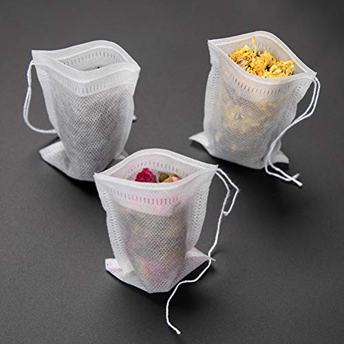 OFNMY 200pcsBolsas de Té Cordón - Bolsas de Te Desechables Bolsas de Filtro para Té de Hojas Sueltas 7 * 9cm (Blanco)