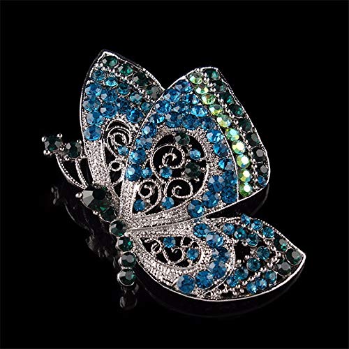 OH Estilo Coreano Europa Y America Estera de la Puerta Mariposa Diamante lega Broche Alto grado Animal Cristal Broches Cuerpo Ropa Hueco/Agujero azul/Paridad