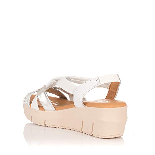 OH MY SANDALS 4342 Sandalia TUBULARES Piel CUÑA Mujer Blanco 40