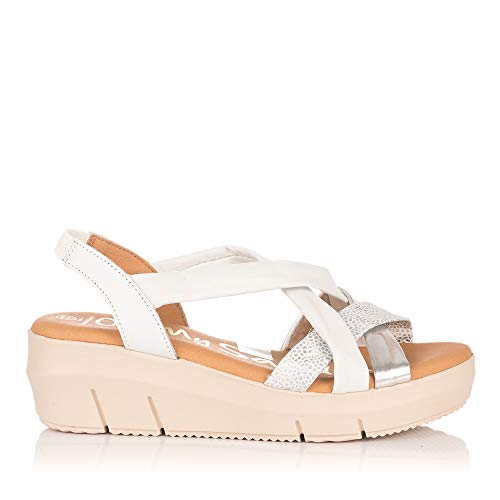 OH MY SANDALS 4342 Sandalia TUBULARES Piel CUÑA Mujer Blanco 40