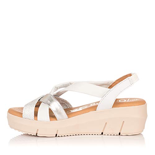 OH MY SANDALS 4342 Sandalia TUBULARES Piel CUÑA Mujer Blanco 40