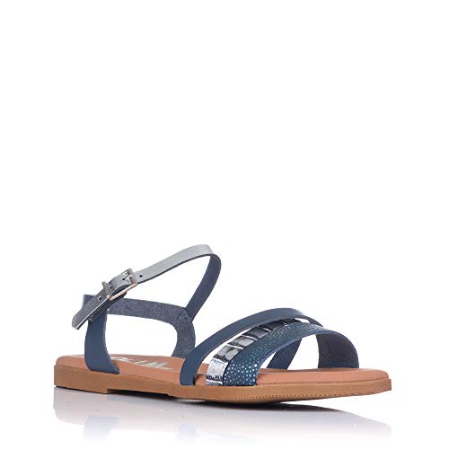 OH MY SANDALS 4646 Sandalia Piel Combi Plana Mujer Marino 39