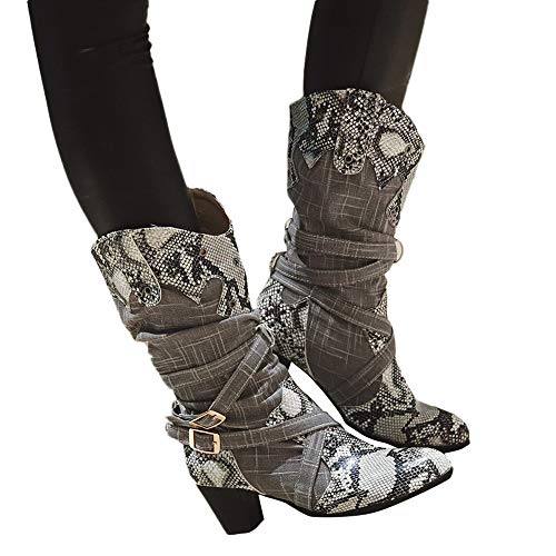 OHQ Botas Martin Mujer Botines Serpiente Tacones Altos Botas De Nieve Medias Punta Estrecha Negro Rojo Beige Azul Zapatos De Invierno