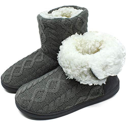 ONCAI Zapatillas De Casa para Mujer En Invierno Lana Artificial Forrada De Botones En El Lateral, Cómoda y Cálida Gris 38/39 EU