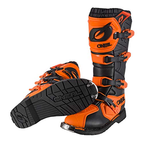 O'NEAL | Botas de Motocross | Moto Enduro | Comodidad gracias a la manga de malla de aire, cuatro hebillas, material sintético de alta calidad | Botas Rider Pro | Adultos | Naranja | Talla 44