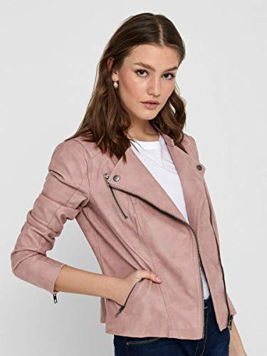 ONLY onlAVA FAUX LEATHER BIKER OTW NOOS, Chaqueta Mujer, Rosa (Ash Rose), 34