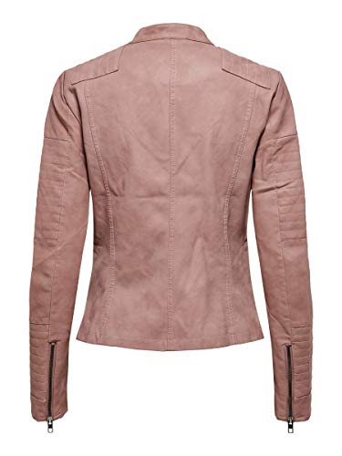 ONLY onlAVA FAUX LEATHER BIKER OTW NOOS, Chaqueta Mujer, Rosa (Ash Rose), 40