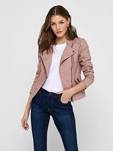 ONLY onlAVA FAUX LEATHER BIKER OTW NOOS, Chaqueta Mujer, Rosa (Ash Rose), 40