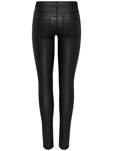 ONLY onlNEW ROYAL REG SK. BIKER COATED NOOS, Pantalones Mujer, Negro (Black), XL/L30 (Talla del fabricante: X-Large)