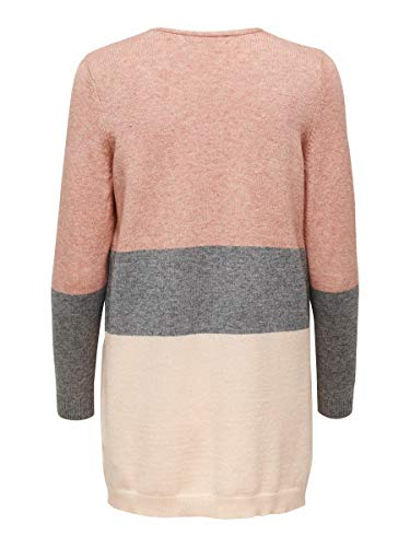 Only Onlqueen L/s Long Cardigan Knt Noos Chaqueta Punto, Multicolor (Misty Rose Stripes:W. MGM/Cloud Pink Melange), 42 (Talla del Fabricante: Large) para Mujer