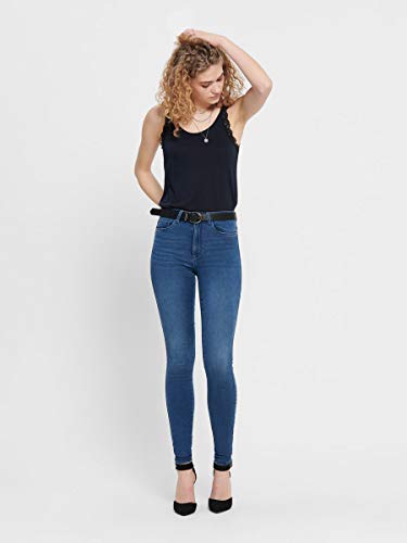 ONLY Onlroyal High Waist Skinny Jeans Vaqueros, Medium Blue Denim, 40W / 32L para Mujer