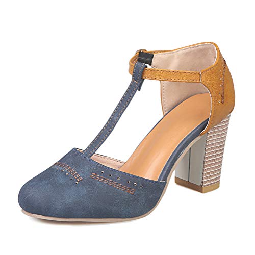 Onsoyours Sandalias Mujer Plataformas Verano Cuña Piel Tacon Punta Abierta Plana Tobillo Zapato De Playa Moda Fiesta Negro Marrón Blanco Gris Leopardo Caqui Amarillo Serpiente Azul 40 EU