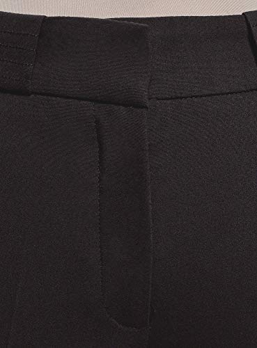 oodji Collection Mujer Pantalones Ajustados con Pinzas, Negro, DE 36 / EU 38 / S