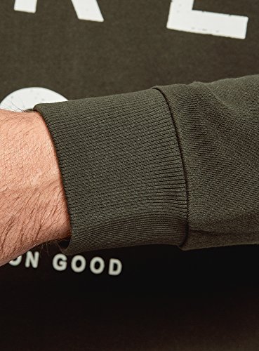 oodji Ultra Hombre Suéter con Estampado en Contraste, Verde, ES 46-48 / S